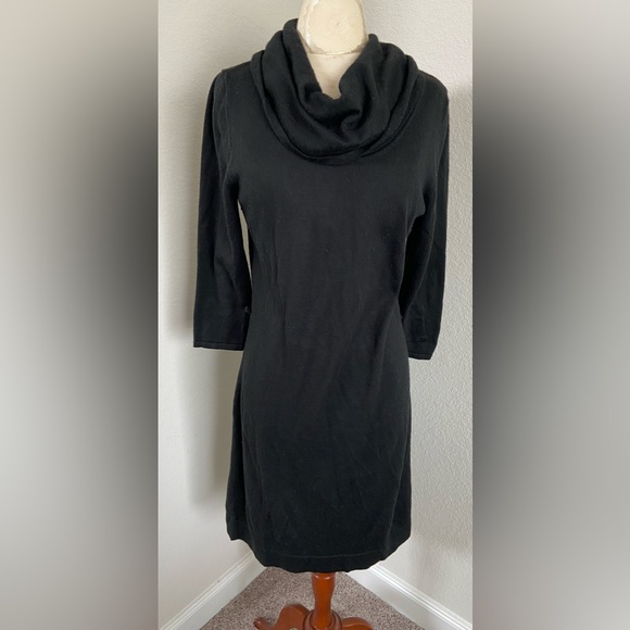 Limited Black Cowl Neck Sweater Dress MIDI Length,Size L - Picture 1 of 5